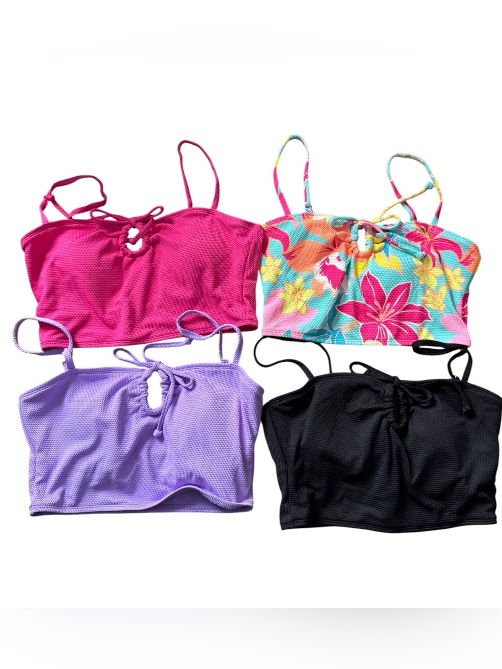 NOBO Lot of 4 Bikini Tops Size M Textured Tie Front Junior Tankini NWOT